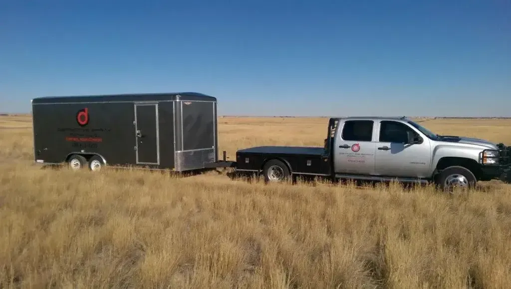 Truck And Trailer In Wheat Field